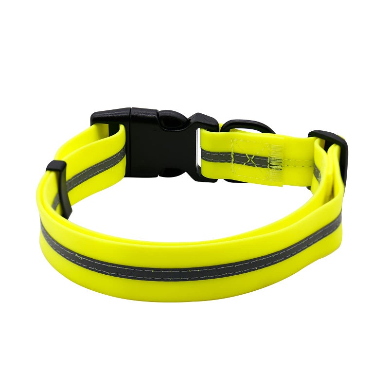 NIMBLE Dog Collar Waterproof Pet Collars Anti-Odor Durable Adjustable PVC & Polyester Soft with Reflective Cloth Stripe Basic Dog Collars S/M/L Sizes (Large (15.35â€-24.8â€inches), Fluorescent Yellow) - Image 2